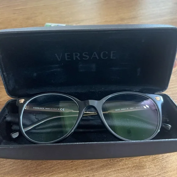 Versace Black Eyeglasses w/Case - Picture 2 of 4